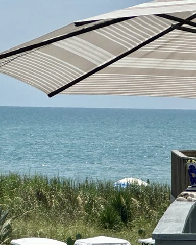 White curved balcony overlooking the Atlantic Ocean